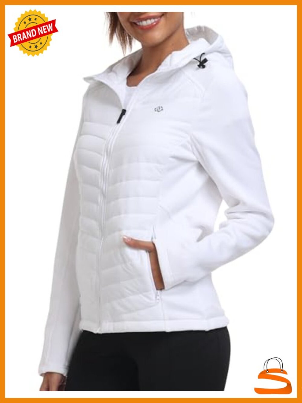 Fleece Lined Softshell Hooded Puffer Hybrid Down Coat
